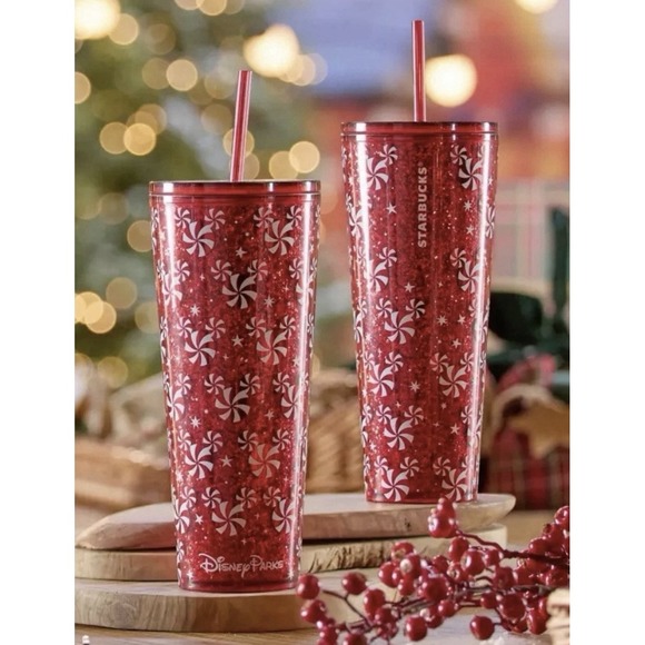 Disney 2025 Mickey Mouse Icon Peppermint Swirl Starbucks Travel Tumbler W/ Straw